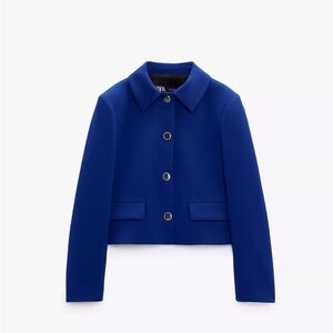 Zara Woman Royal Blue Blazer bottomed strait